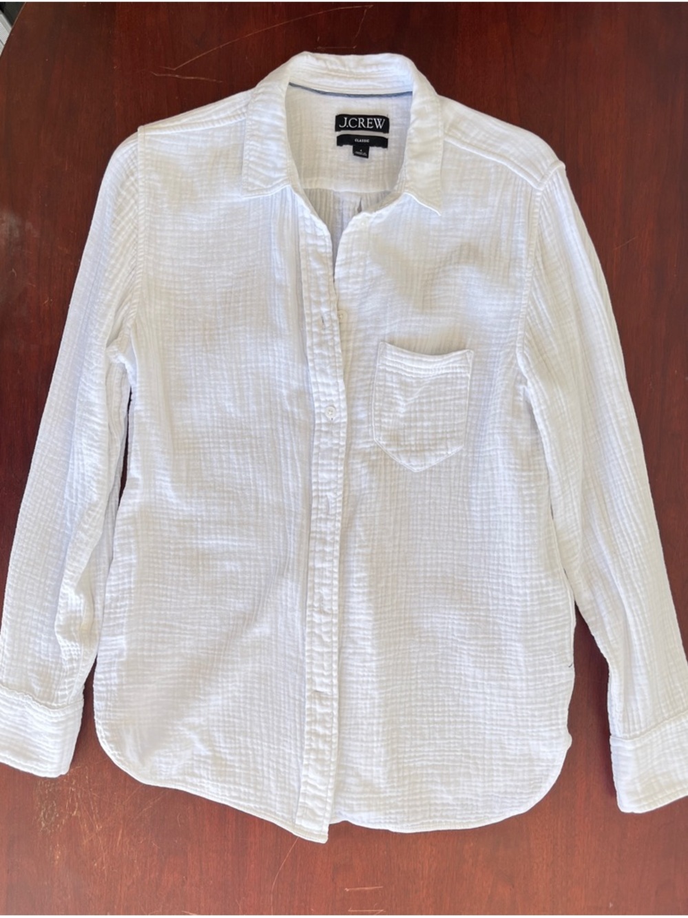 J. Crew White Textured Gauze Button-Front Shirt